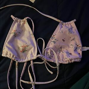 Aeropostale Floral Bikini Top - Pink and White